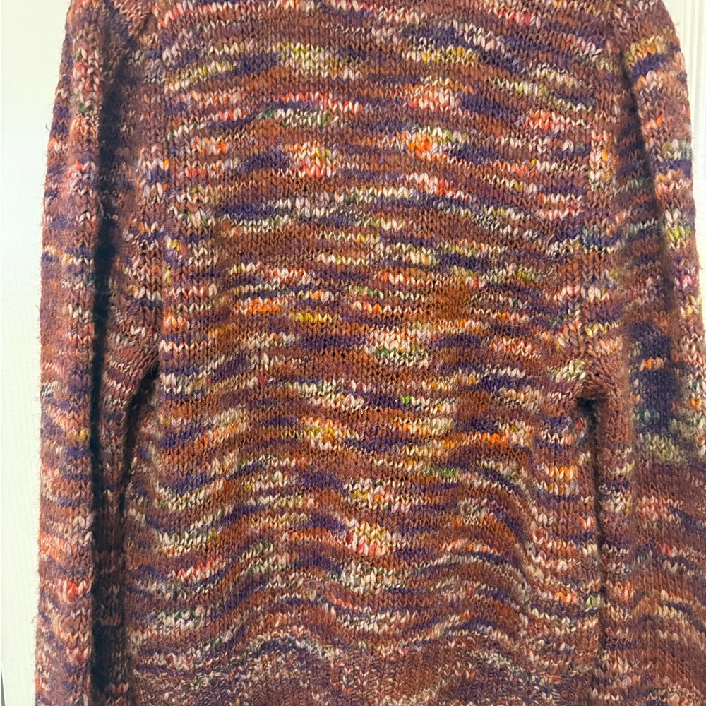 Veronica Beard Multicolor Knit V-Neck Cardigan Sweater - Rust Purple - Picture 5 of 6